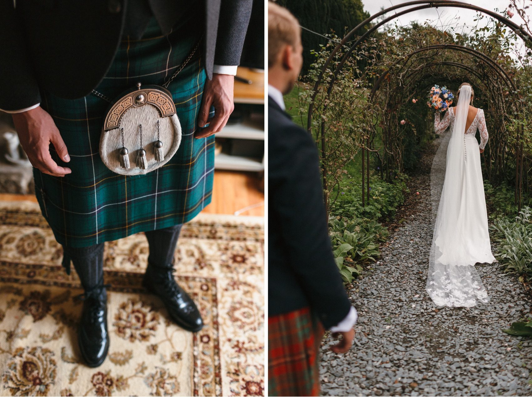 Hotel Endsleigh Wedding Photography - Grooms in kilts
