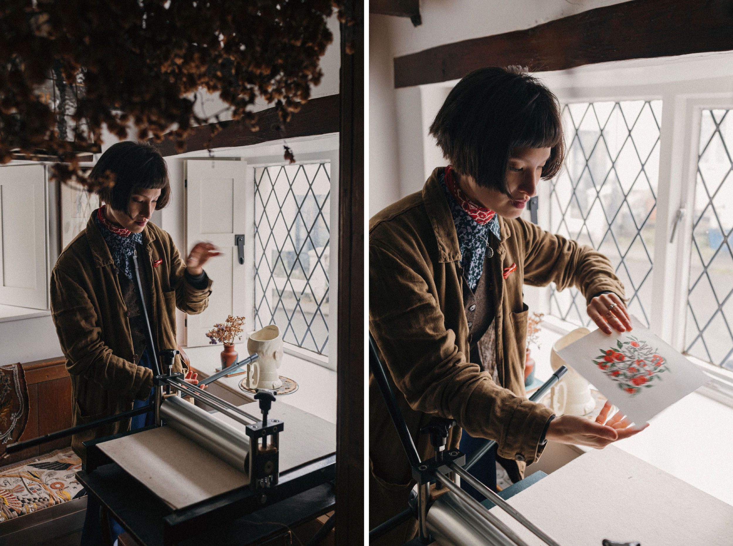 Rachel  Snowden - Artist portrait shot in her home studio in Devon 2024