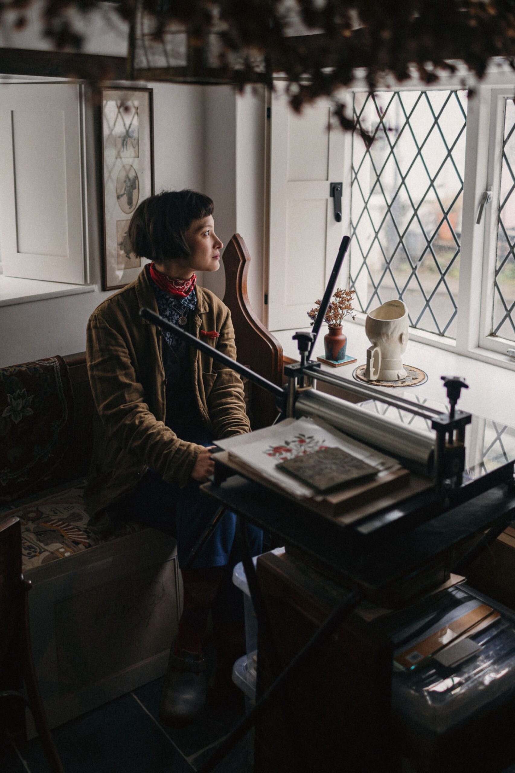 Rachel  Snowden - Artist portrait shot in her home studio in Devon 2024