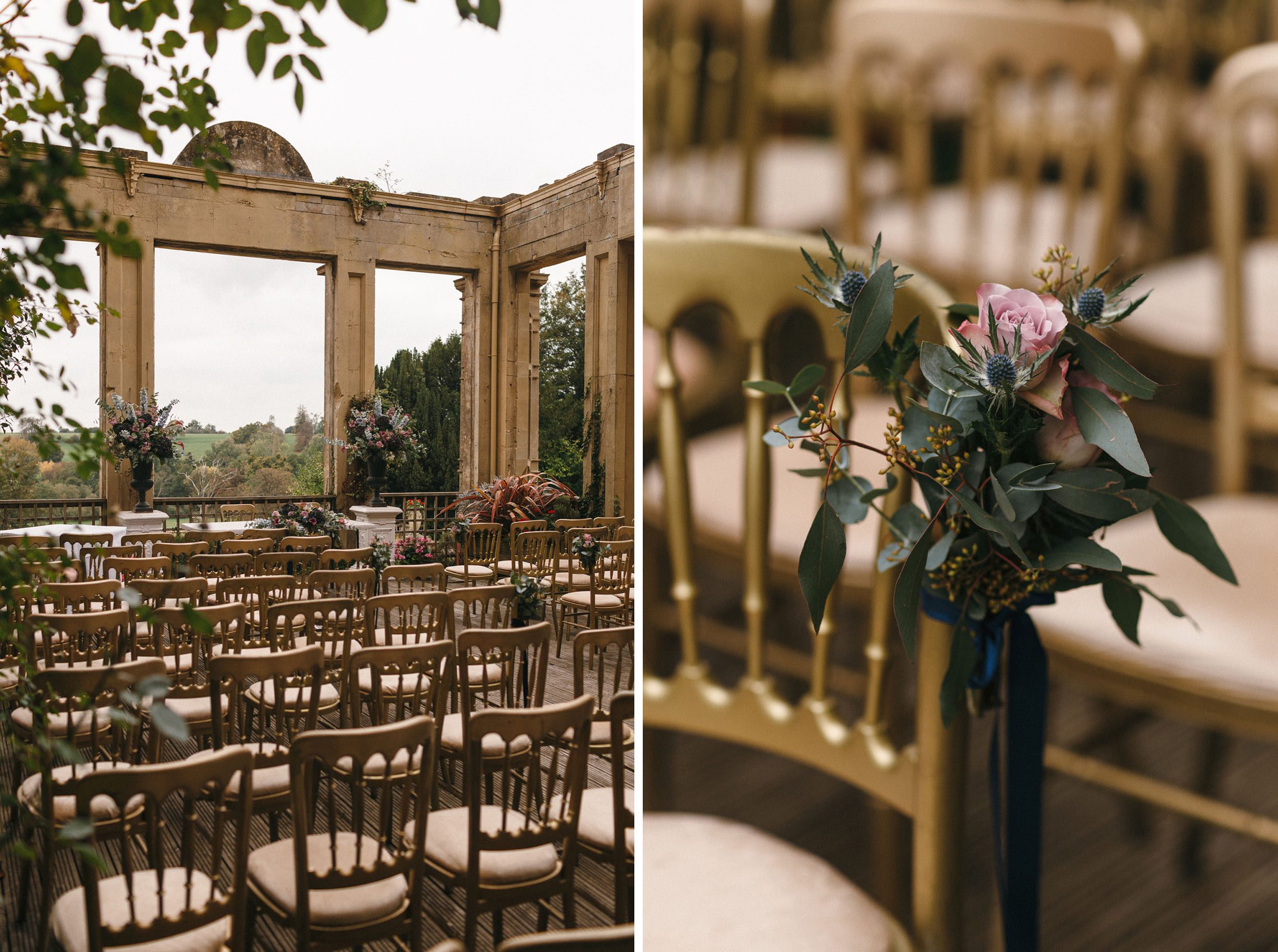 Orchardleigh Estate wedding, outdoor ceremony in October in the Belvedere